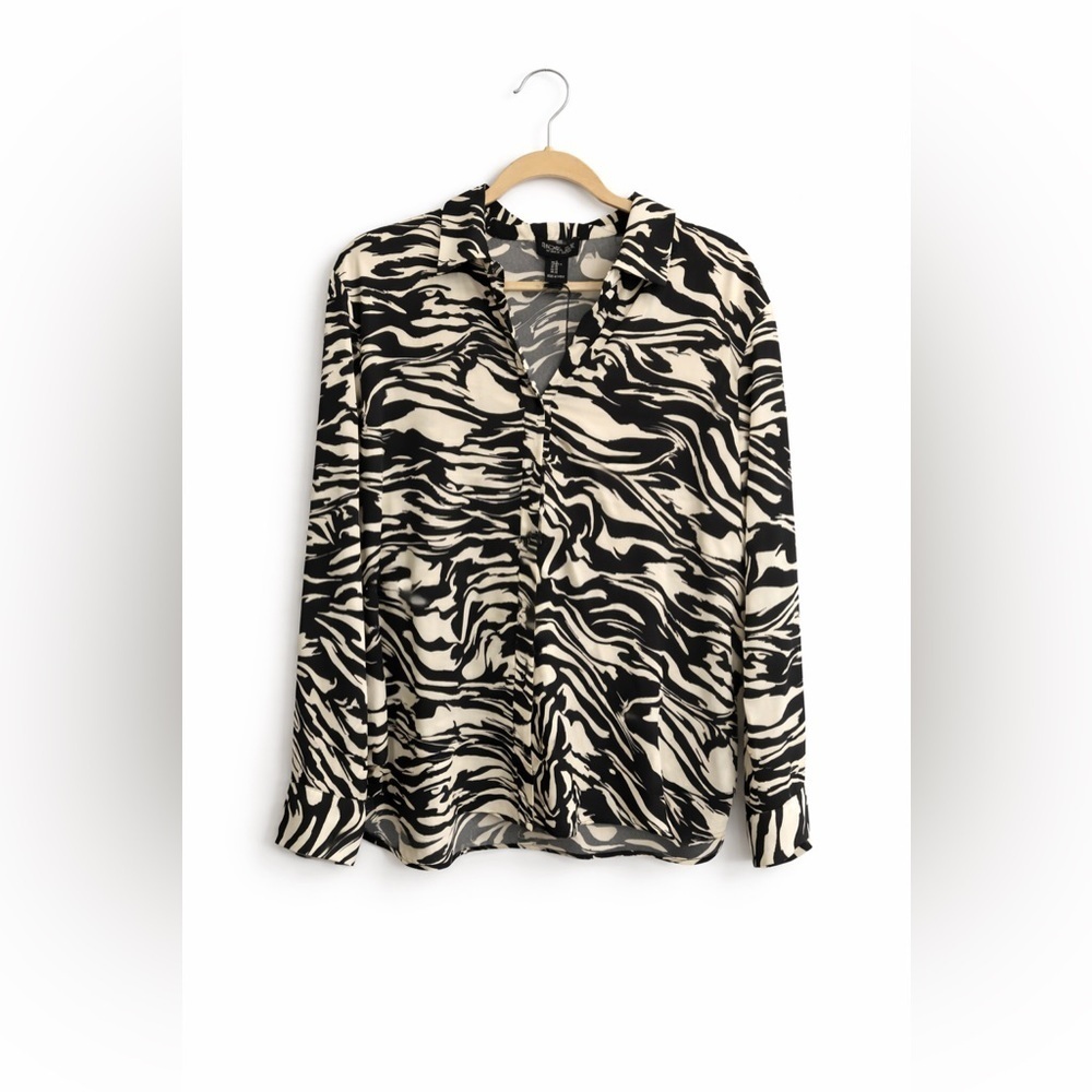 NWT Rachel Zoe Black and White Zebra Print Women's Top, Size XL